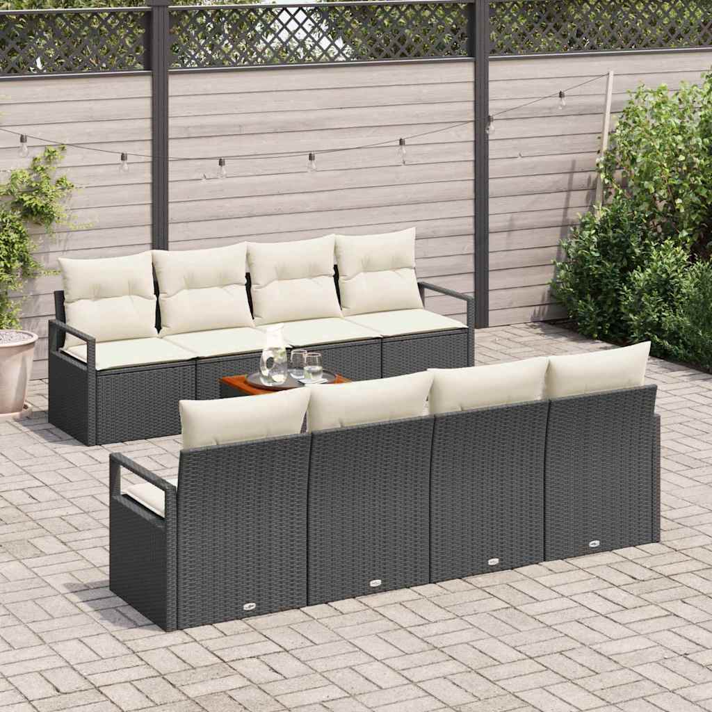vidaXL Zestaw Sof na Ogród z poduszką 9 pcs Czarny polirattan