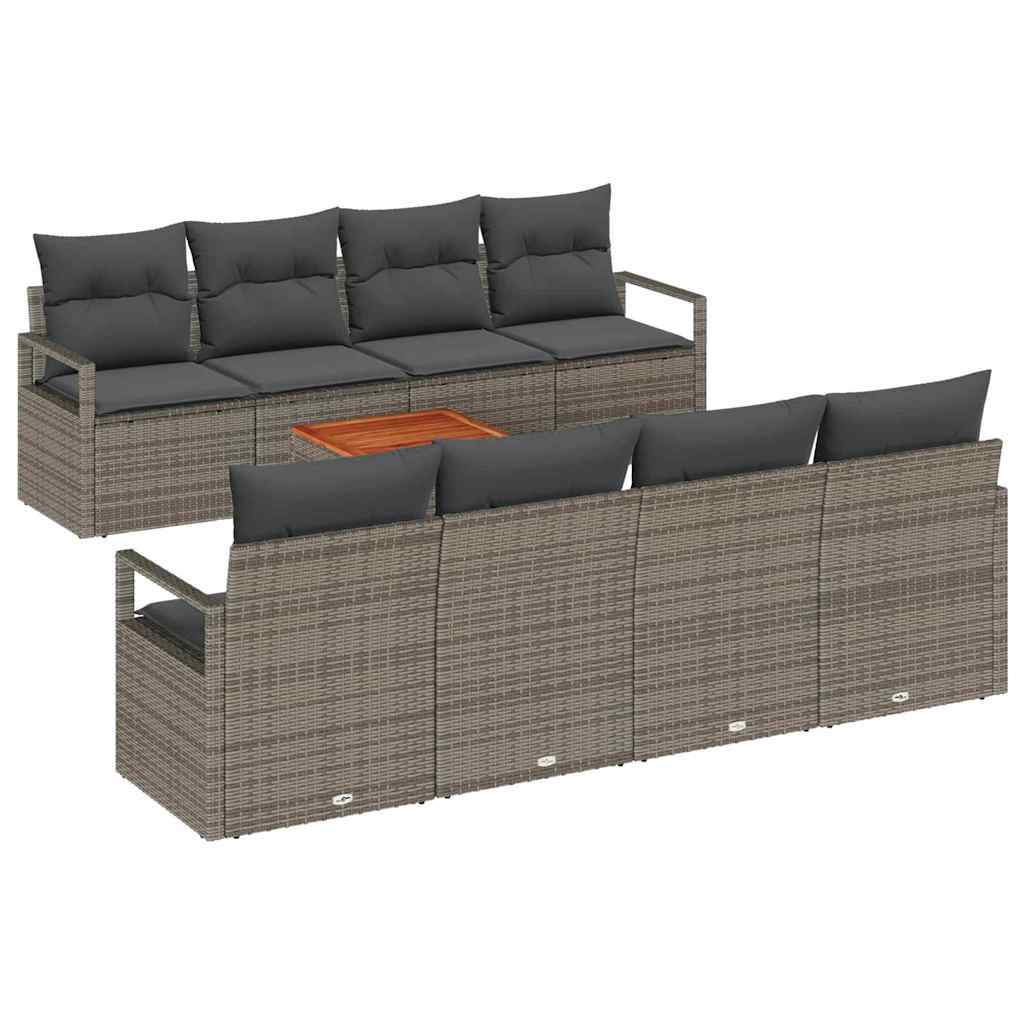 vidaXL Zestaw Sof na Ogród z poduszką 9 pcs Szary polirattan