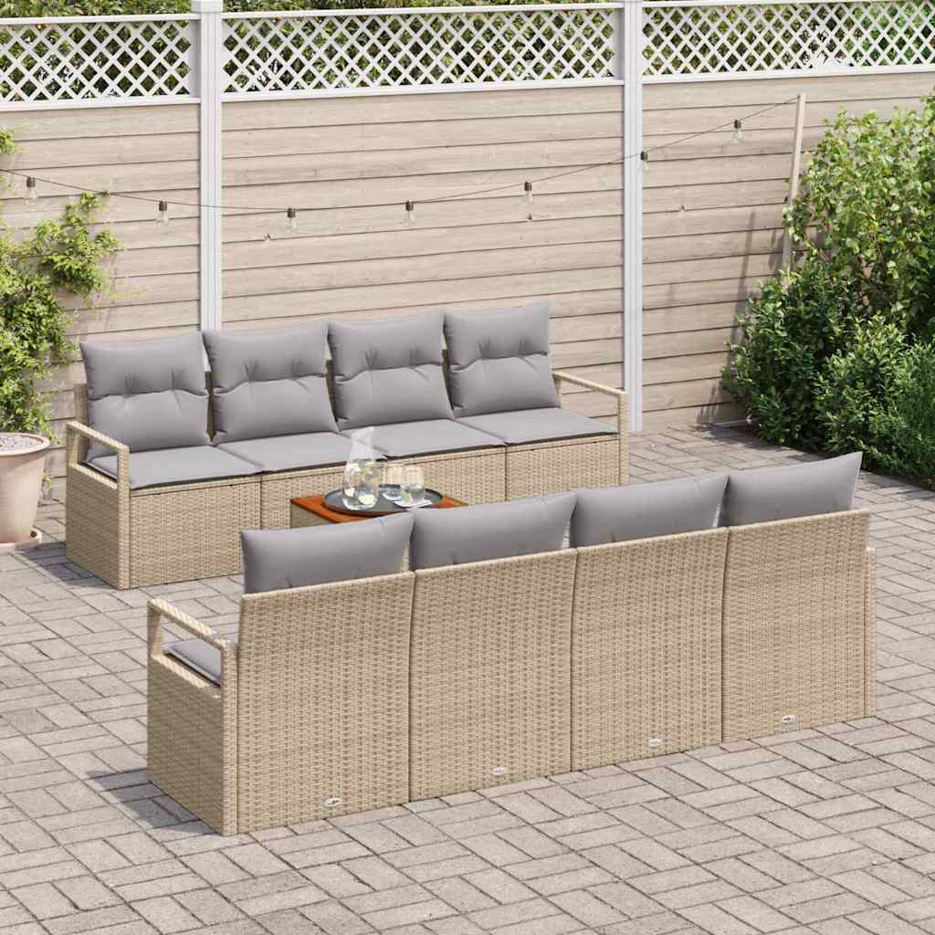 vidaXL Zestaw Sof na Ogród z poduszką 9 pcs Beżowy polirattan