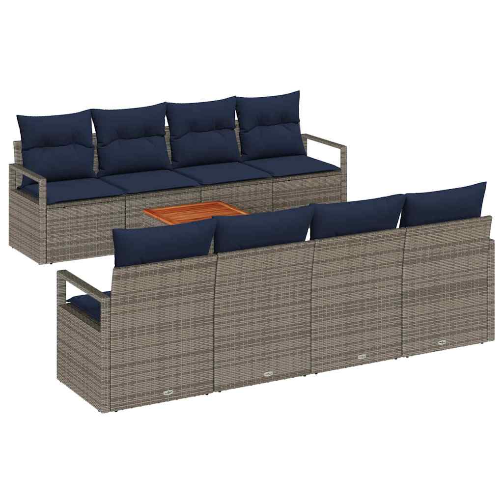 vidaXL Zestaw Sof na Ogród z poduszką 9 pcs Szary polirattan