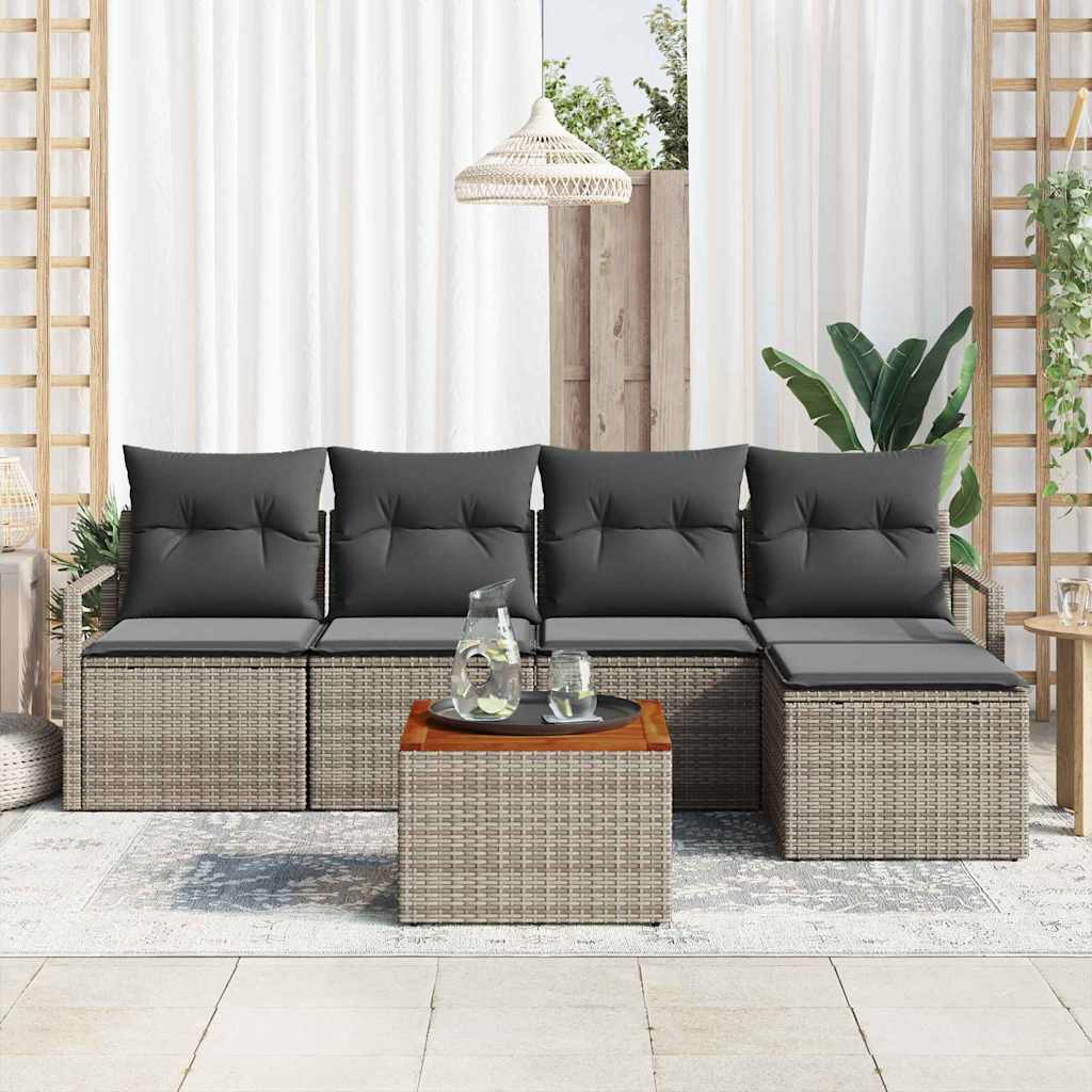 vidaXL Zestaw Sof na Ogród z poduszką 6 pcs Szary polirattan