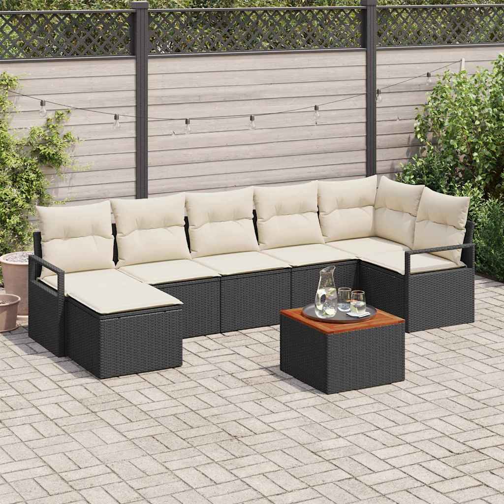 vidaXL Zestaw Sof na Ogród z poduszką 8 pcs Czarny polirattan