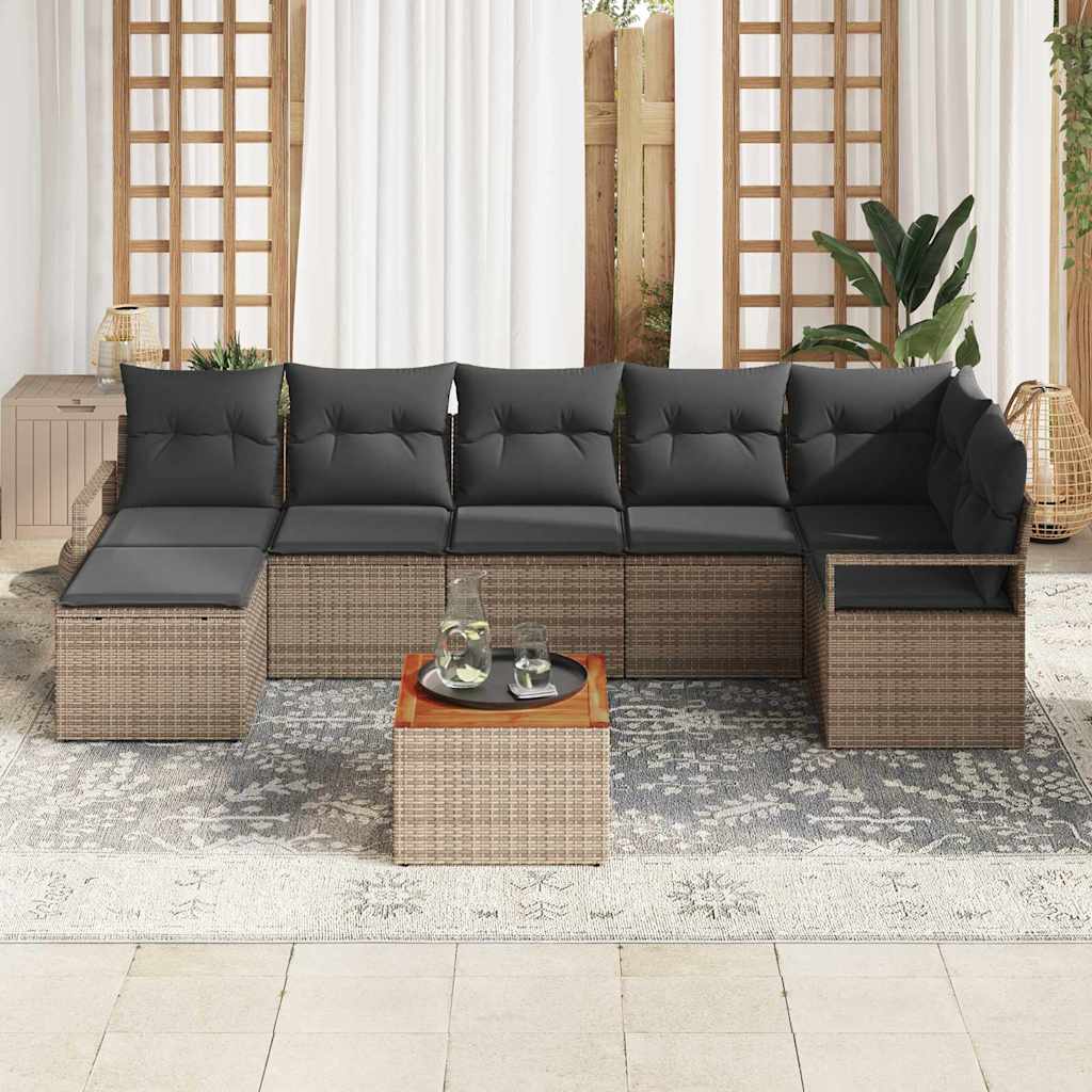 vidaXL Zestaw Sof na Ogród z poduszką 8 pcs Szary polirattan