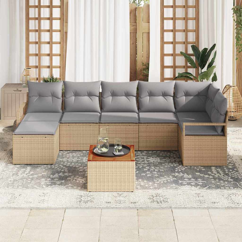 vidaXL Zestaw Sof na Ogród z poduszką 8 pcs Beżowy polirattan