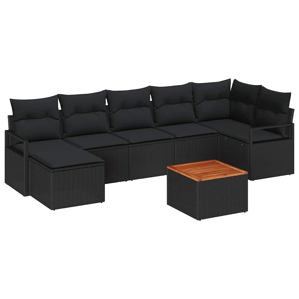 vidaXL Zestaw Sof na Ogród z poduszką 8 pcs Czarny polirattan