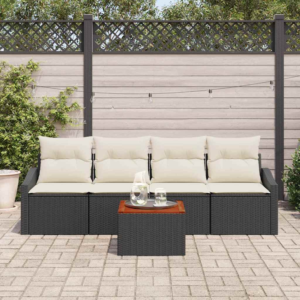 vidaXL Zestaw Sof na Ogród z poduszką 5 pcs Czarny polirattan
