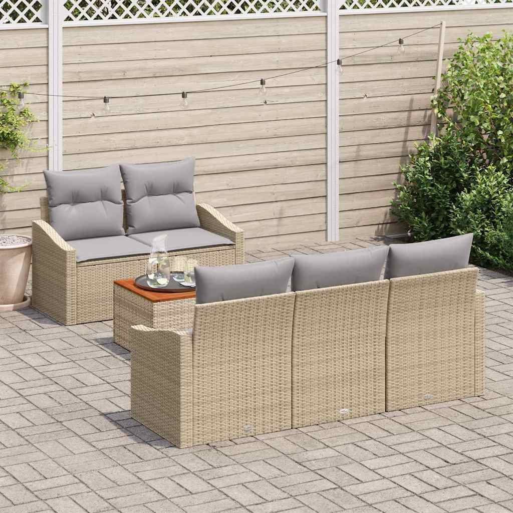vidaXL Zestaw Sof na Ogród z poduszką 6 pcs Beżowy polirattan