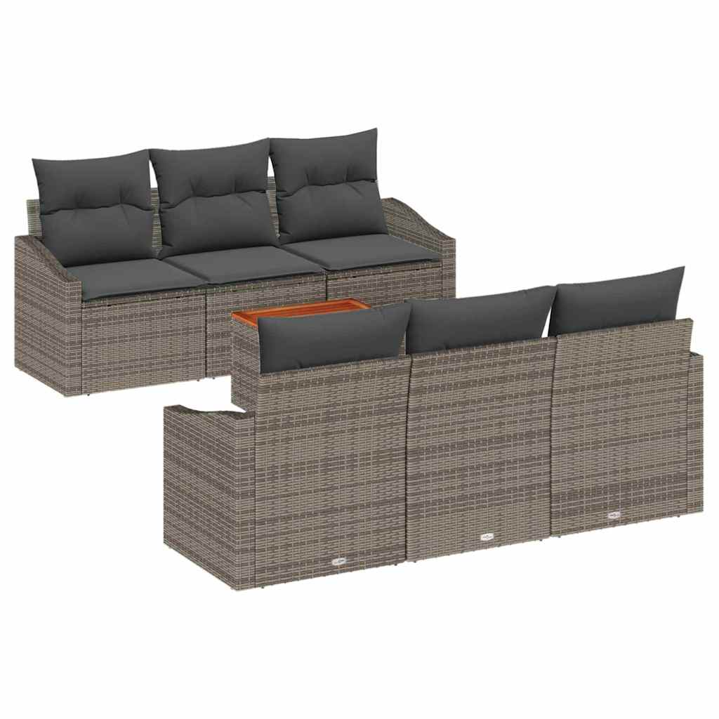 vidaXL Zestaw Sof na Ogród z poduszką 7 pcs Szary polirattan
