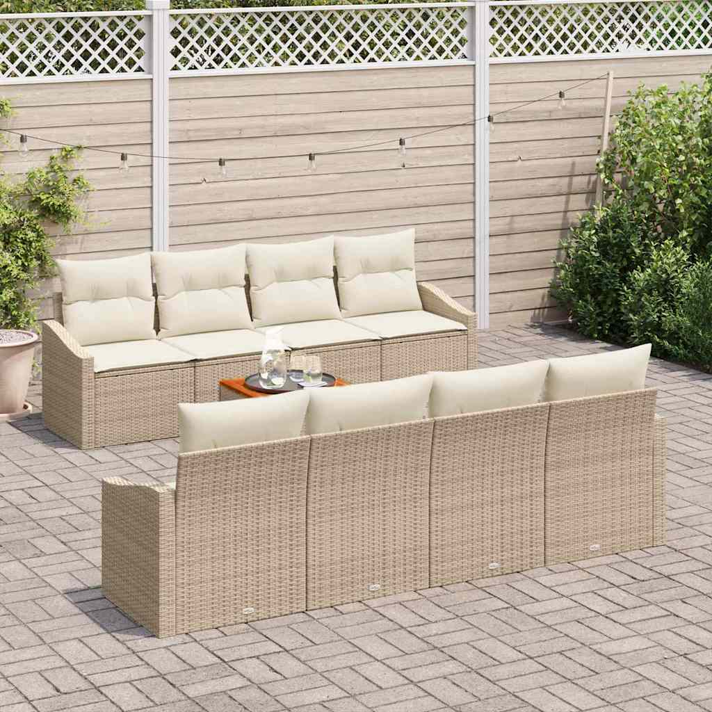 vidaXL Zestaw Sof na Ogród z poduszką 9 pcs Beżowy polirattan