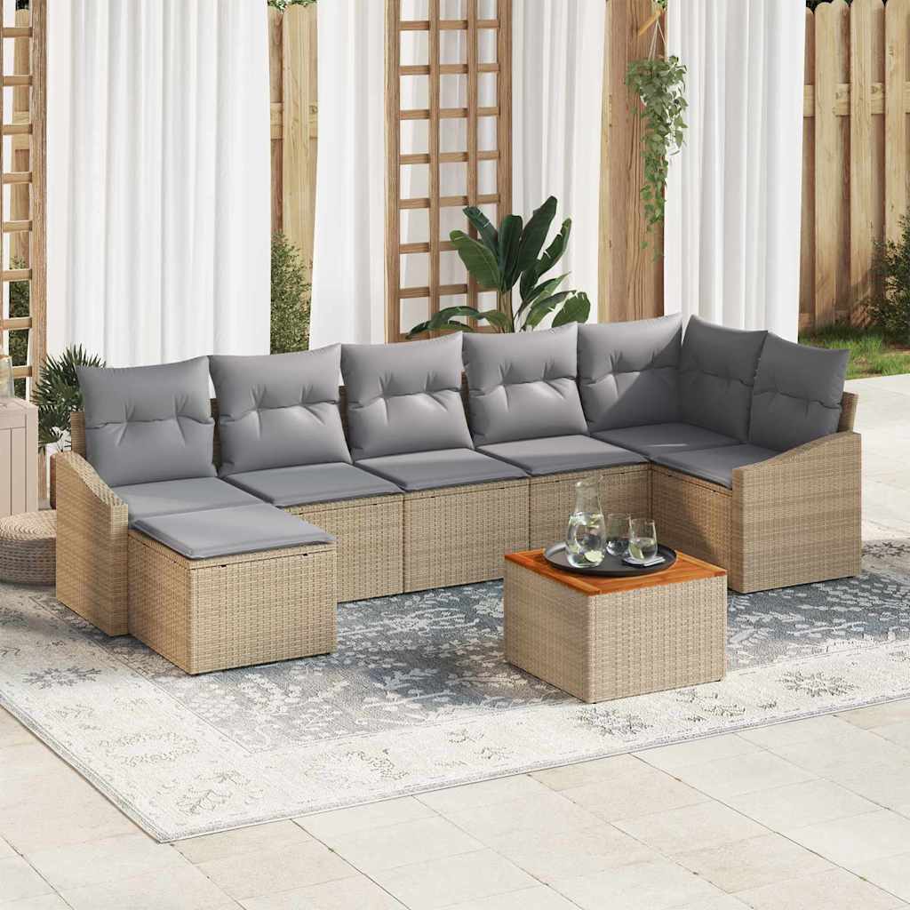 vidaXL Zestaw Sof na Ogród z poduszką 8 pcs Beżowy polirattan