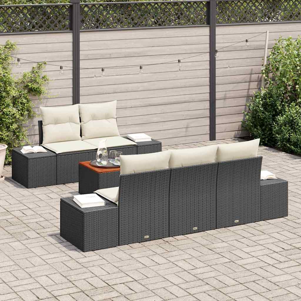 vidaXL Zestaw Sof na Ogród z poduszką 6 pcs Czarny polirattan