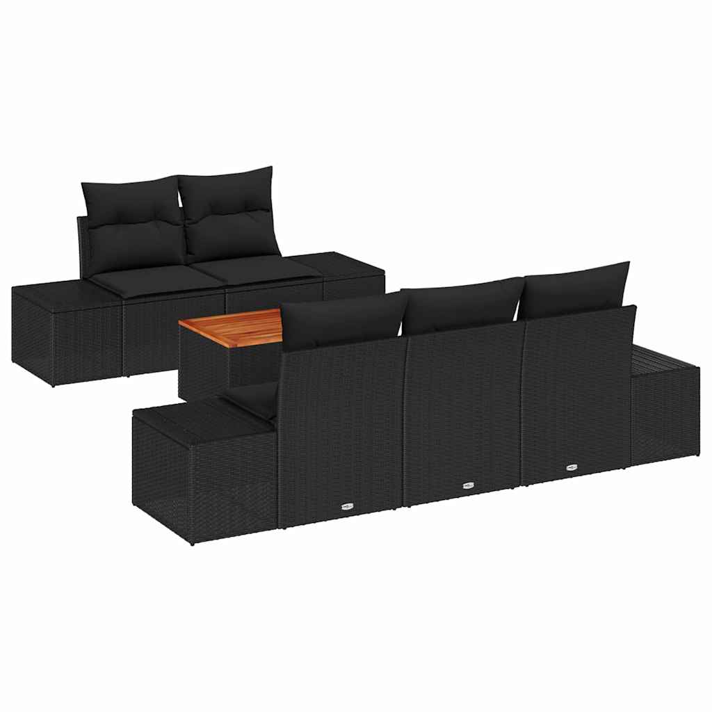 vidaXL Zestaw Sof na Ogród z poduszką 6 pcs Czarny polirattan