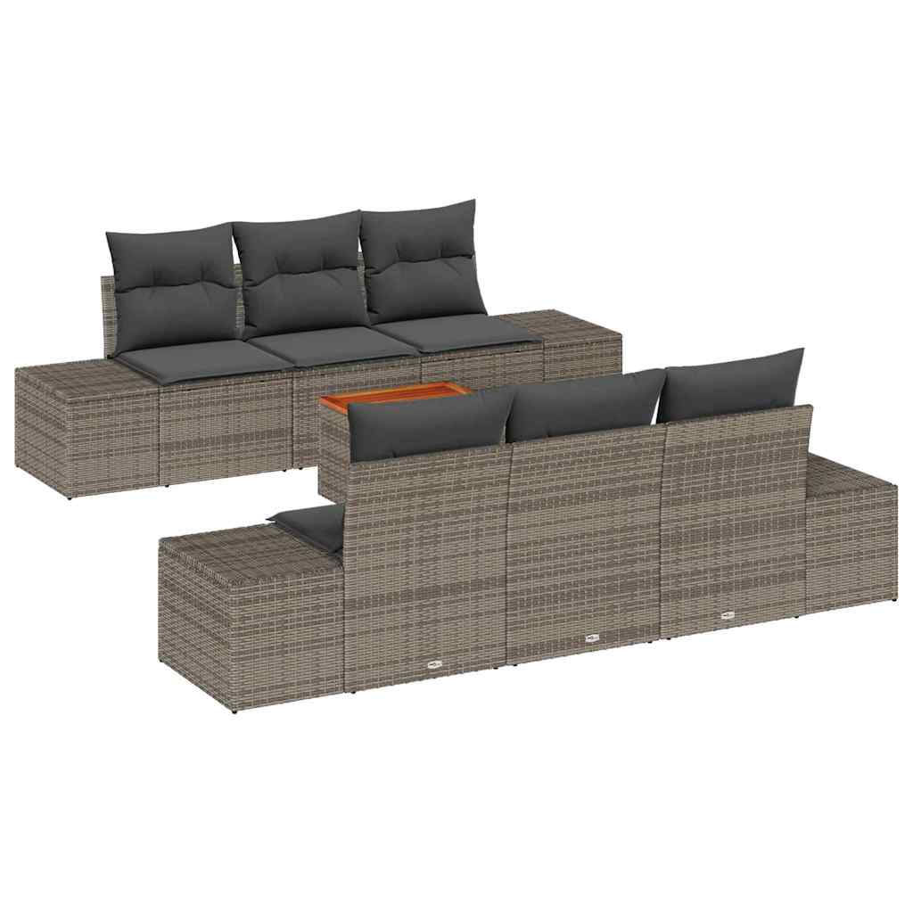 vidaXL Zestaw Sof na Ogród z poduszką 7 pcs Szary polirattan
