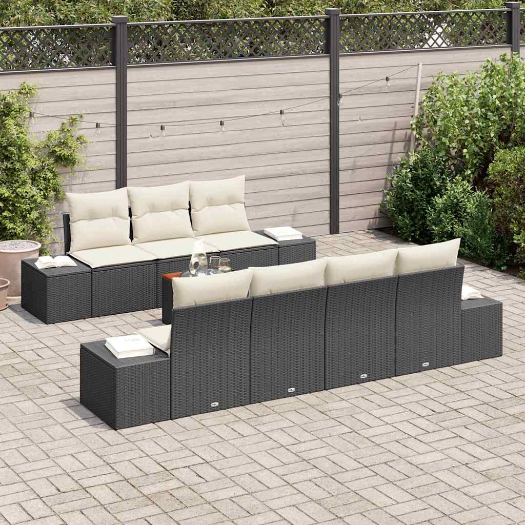vidaXL Zestaw Sof na Ogród z poduszką 8 pcs Czarny polirattan