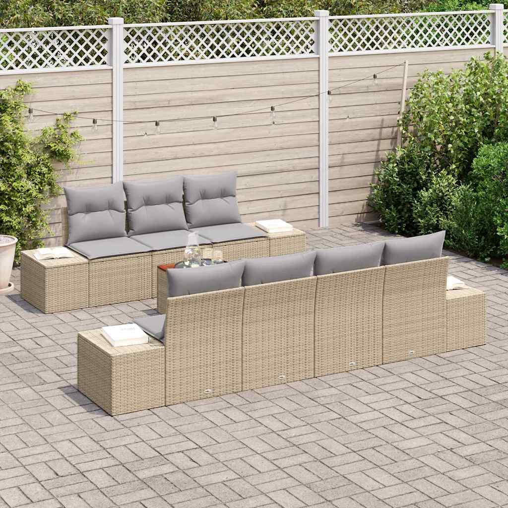 vidaXL Zestaw Sof na Ogród z poduszką 8 pcs Beżowy polirattan