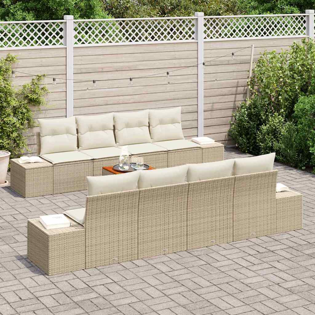 vidaXL Zestaw Sof na Ogród z poduszką 9 pcs Beżowy polirattan
