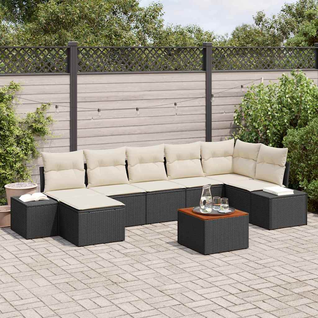 vidaXL Zestaw Sof na Ogród z poduszką 8 pcs Czarny polirattan