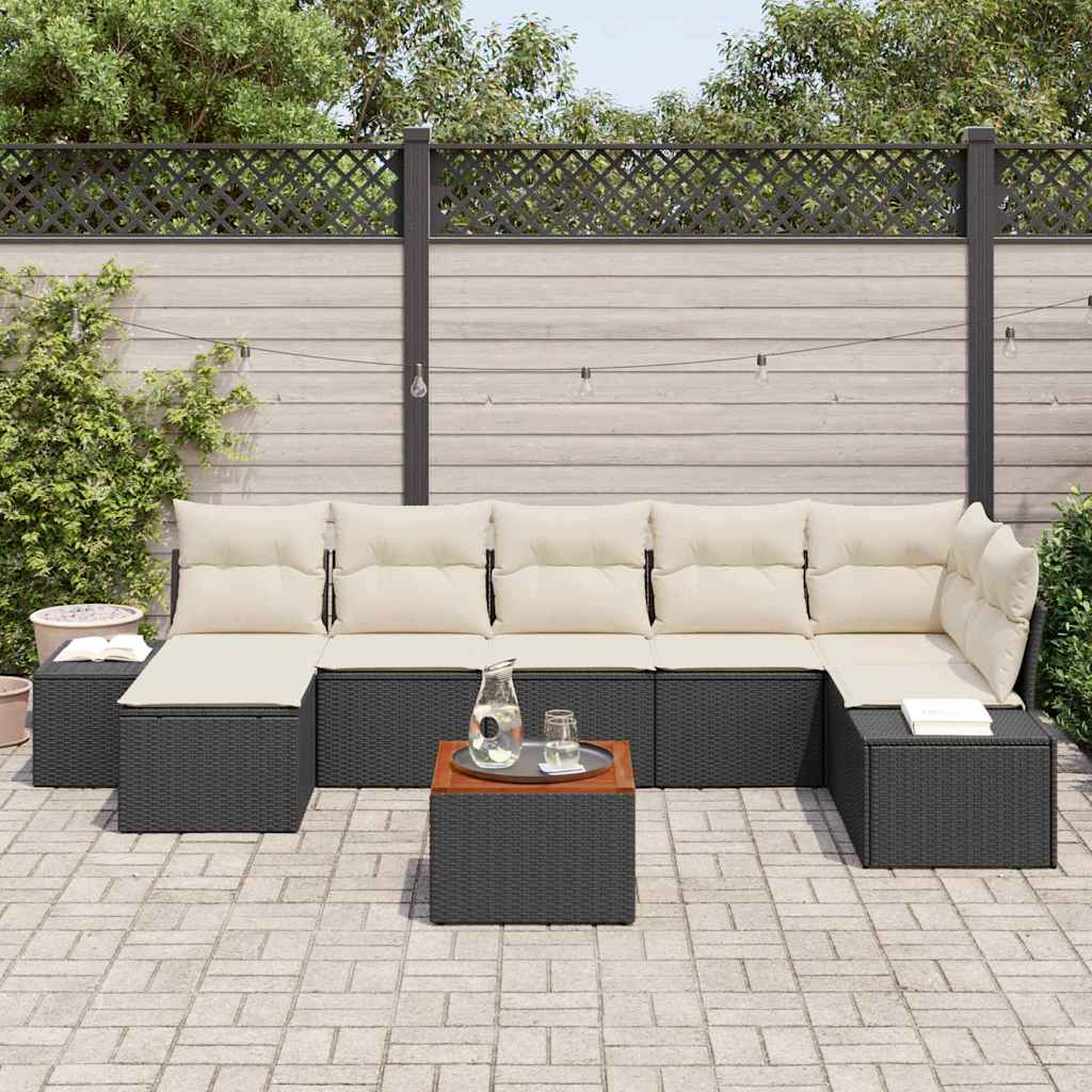vidaXL Zestaw Sof na Ogród z poduszką 8 pcs Czarny polirattan