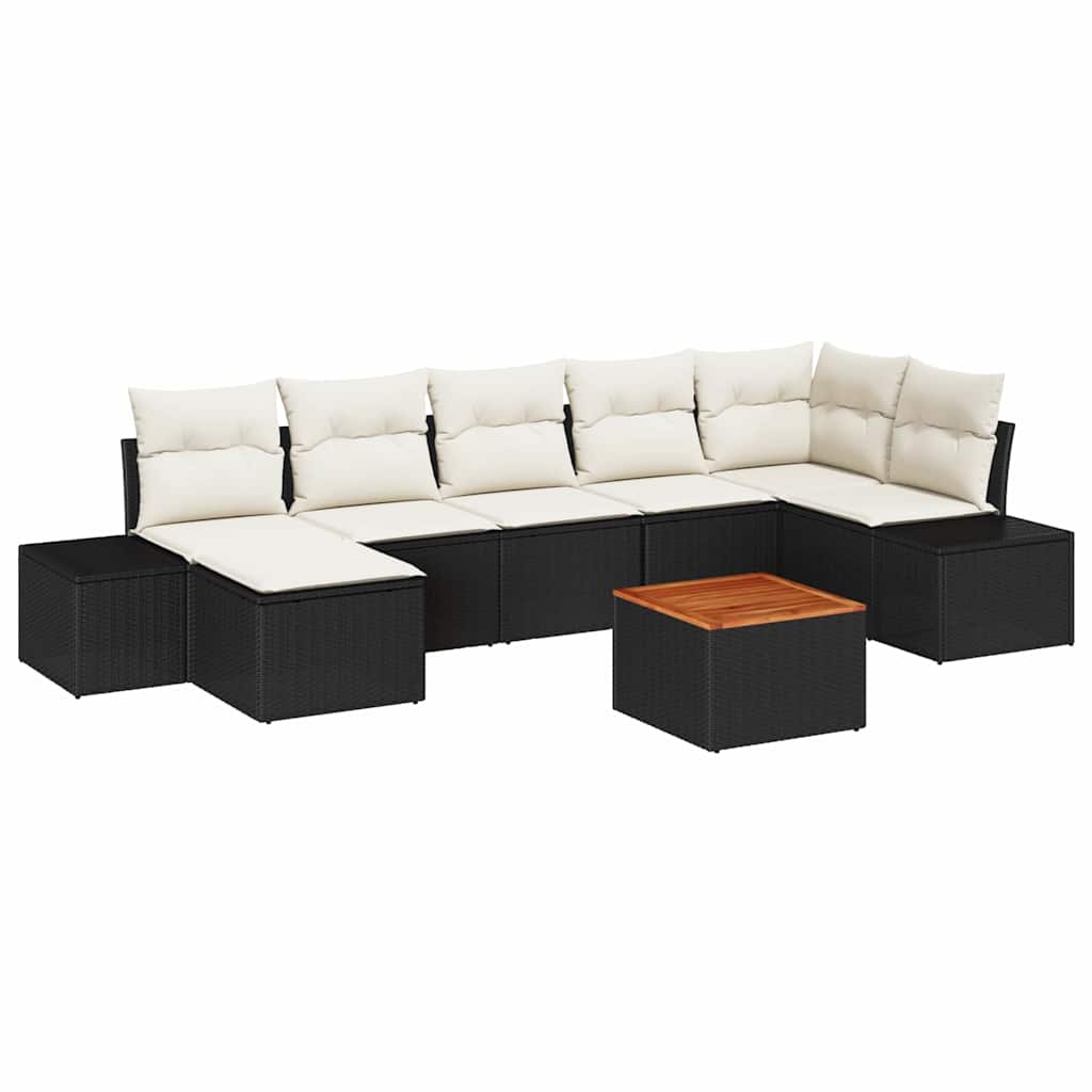 vidaXL Zestaw Sof na Ogród z poduszką 8 pcs Czarny polirattan