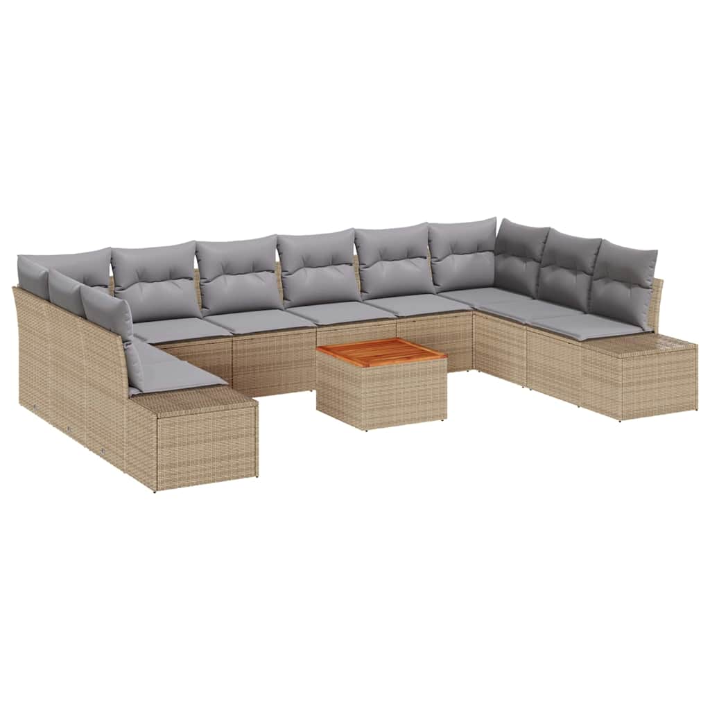 vidaXL Zestaw Sof na Ogród z poduszką 11 pcs Beżowy polirattan