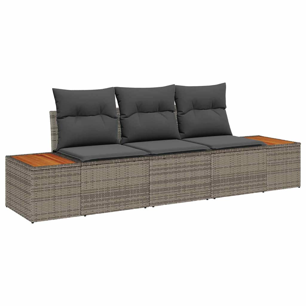 vidaXL Zestaw Sof na Ogród z poduszką 3 pcs Szary polirattan