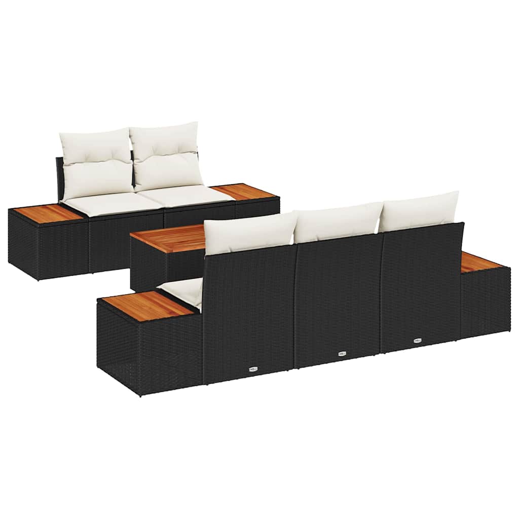 vidaXL Zestaw Sof na Ogród z poduszką 6 pcs Czarny Polirattan