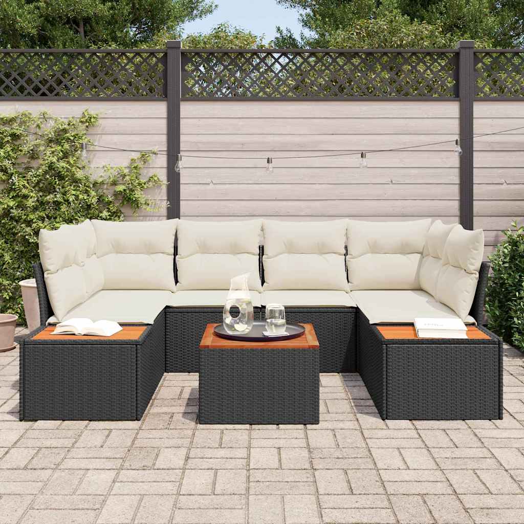 vidaXL Zestaw Sof na Ogród z poduszką 6 pcs Czarny Polirattan
