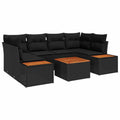 vidaXL Zestaw Sof na Ogród z poduszką 6 pcs Czarny Polirattan