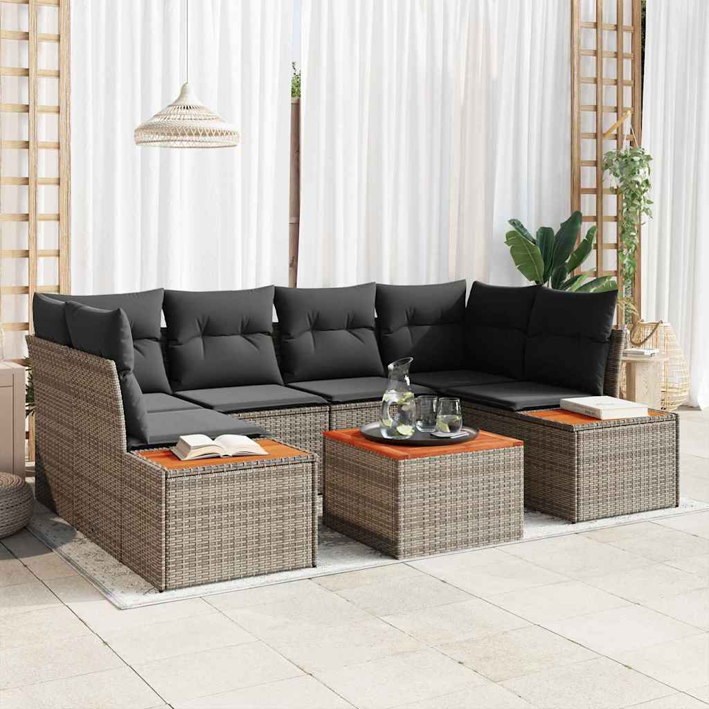 vidaXL Zestaw Sof na Ogród z poduszką 6 pcs Szary Polirattan
