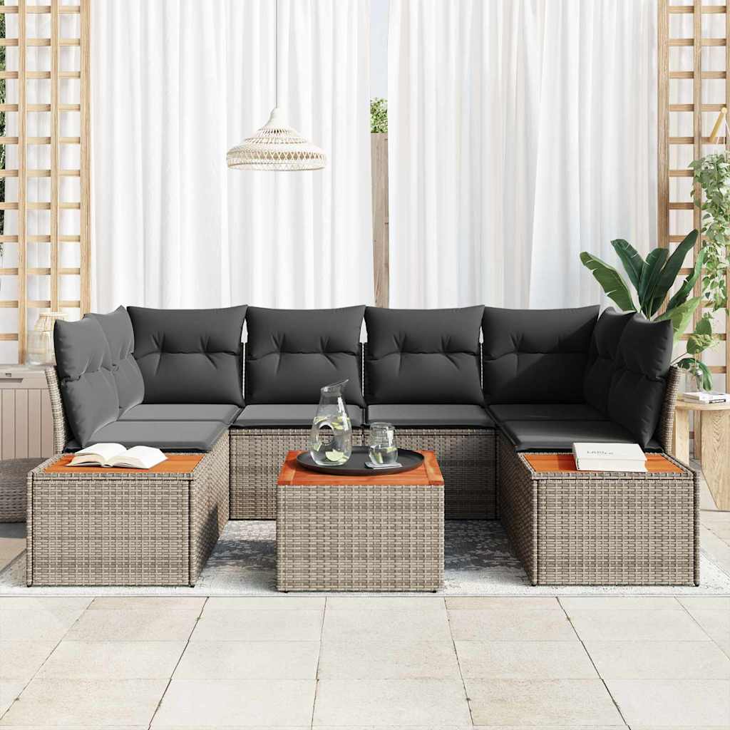 vidaXL Zestaw Sof na Ogród z poduszką 6 pcs Szary Polirattan