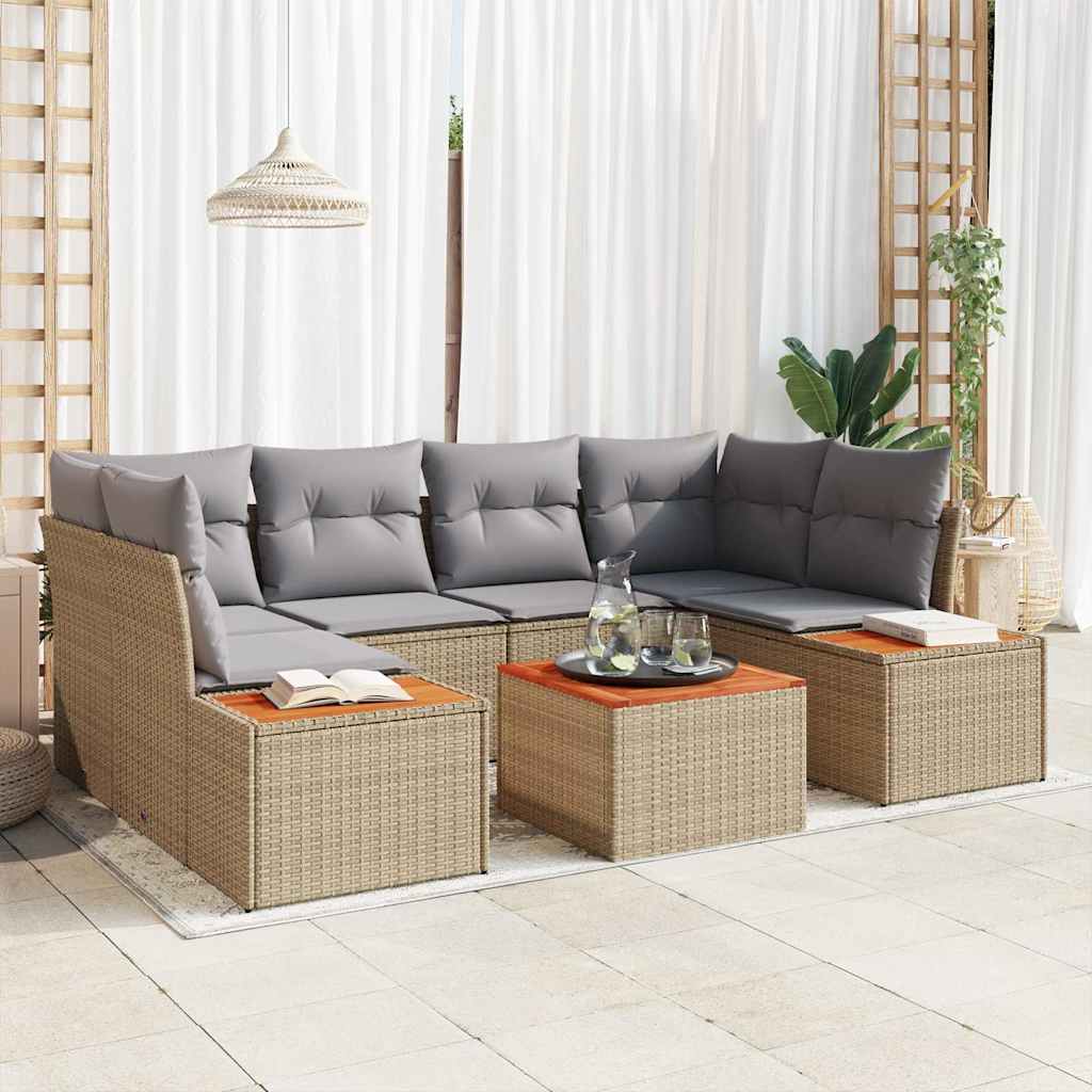vidaXL Zestaw Sof na Ogród z poduszką 6 pcs Beżowy Polirattan