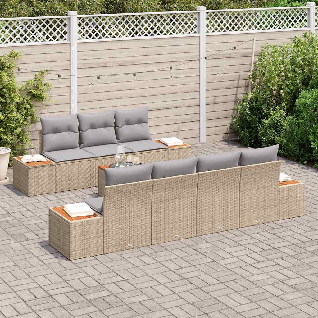 vidaXL Zestaw Sof na Ogród z poduszką 8 pcs Beżowy Polirattan