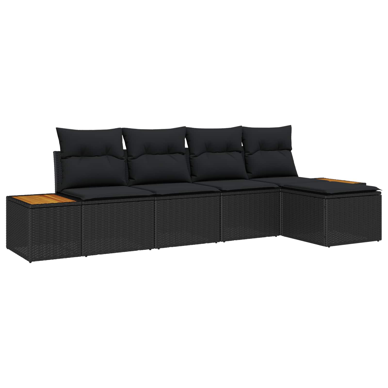 vidaXL Zestaw Sof na Ogród z poduszką 5 pcs Czarny Polirattan