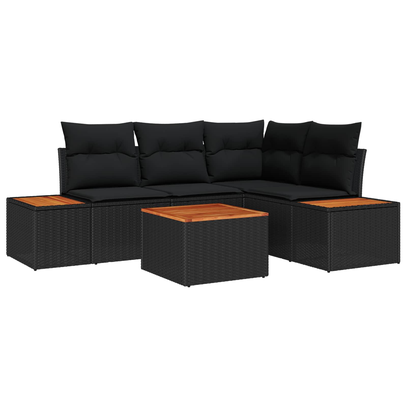 vidaXL Zestaw Sof na Ogród z poduszką 5 pcs Czarny Polirattan