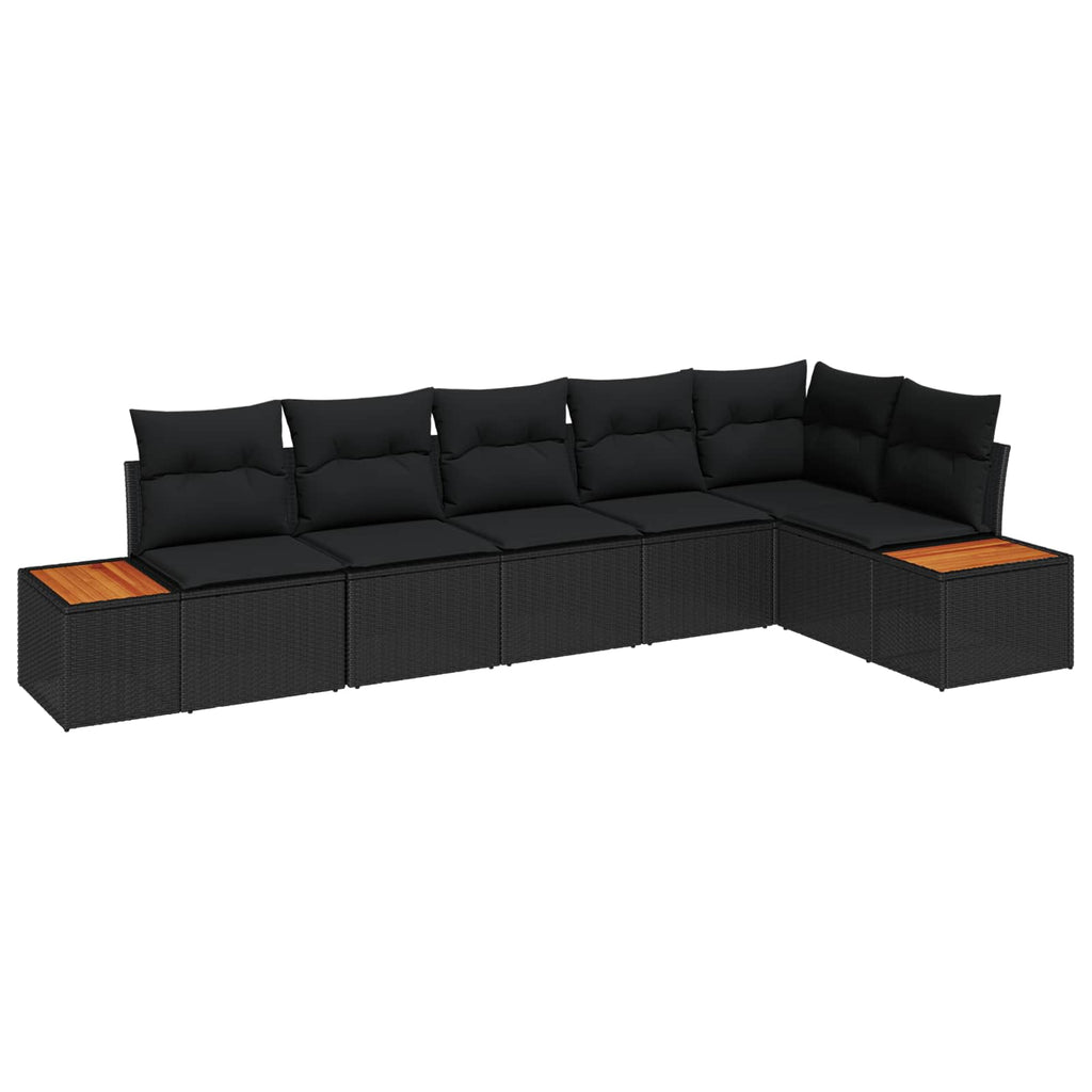 vidaXL Zestaw Sof na Ogród z poduszką 6 pcs Czarny Polirattan