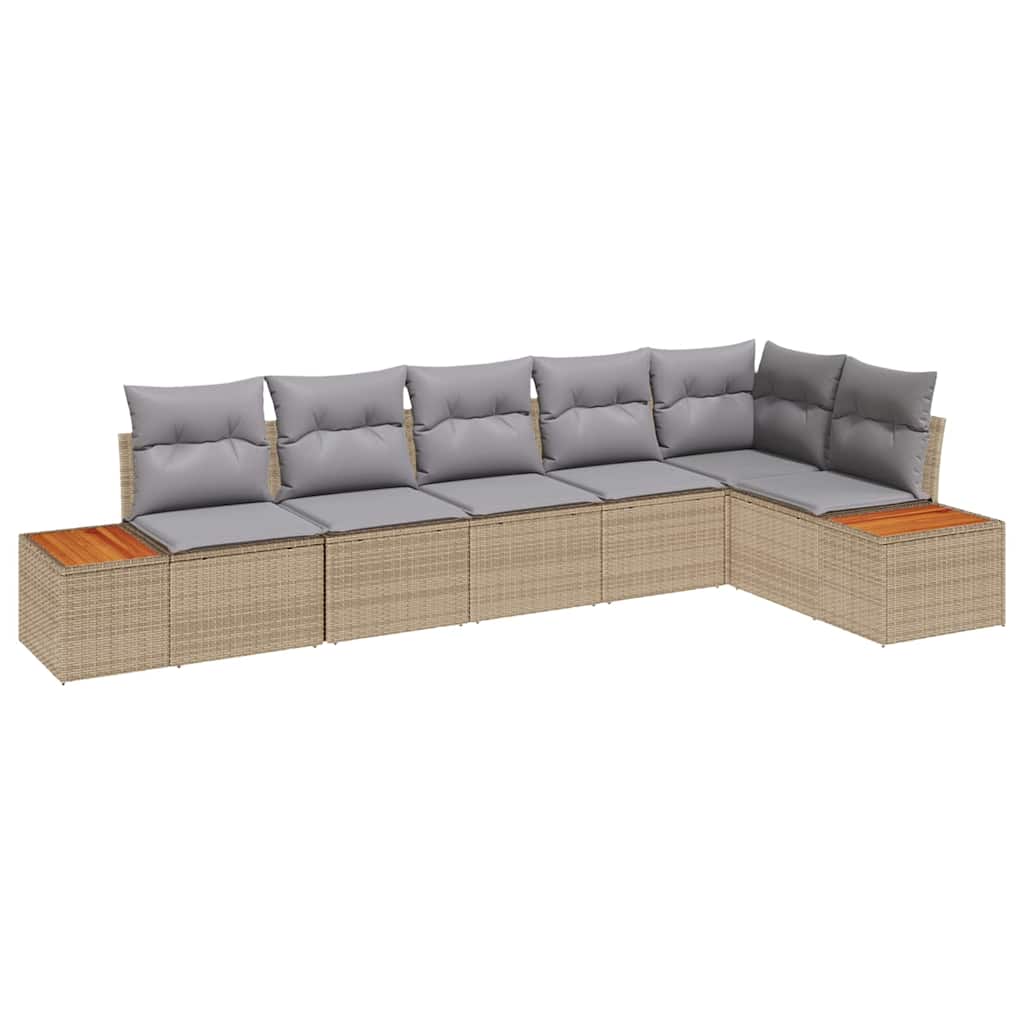 vidaXL Zestaw Sof na Ogród z poduszką 6 pcs Beżowy Polirattan