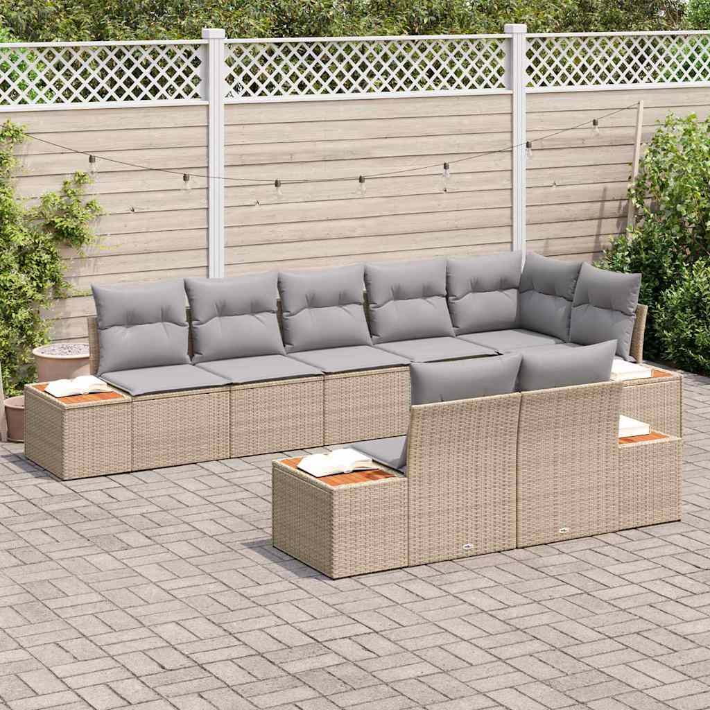 vidaXL Zestaw Sof na Ogród z poduszką 8 pcs Beżowy Polirattan