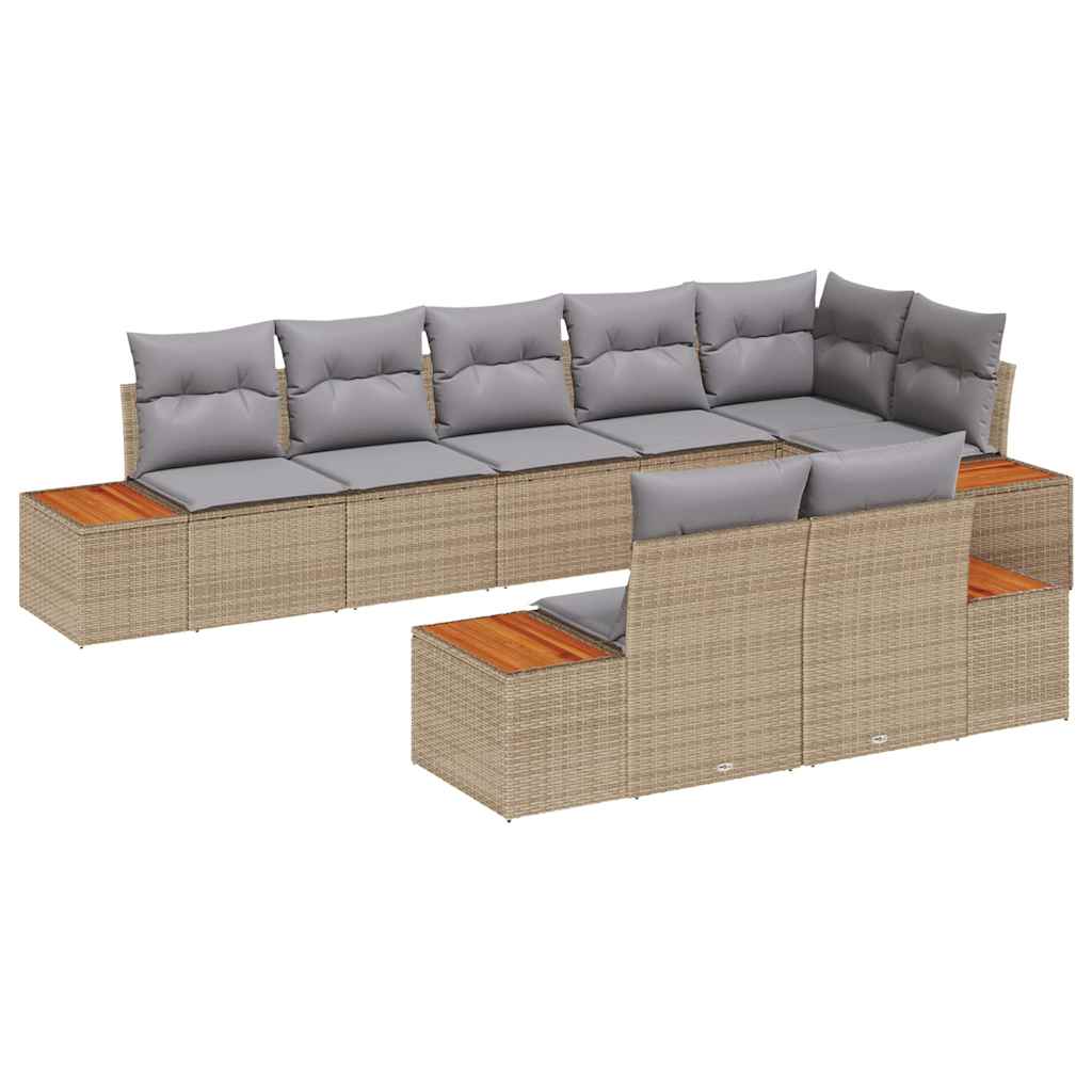 vidaXL Zestaw Sof na Ogród z poduszką 8 pcs Beżowy Polirattan