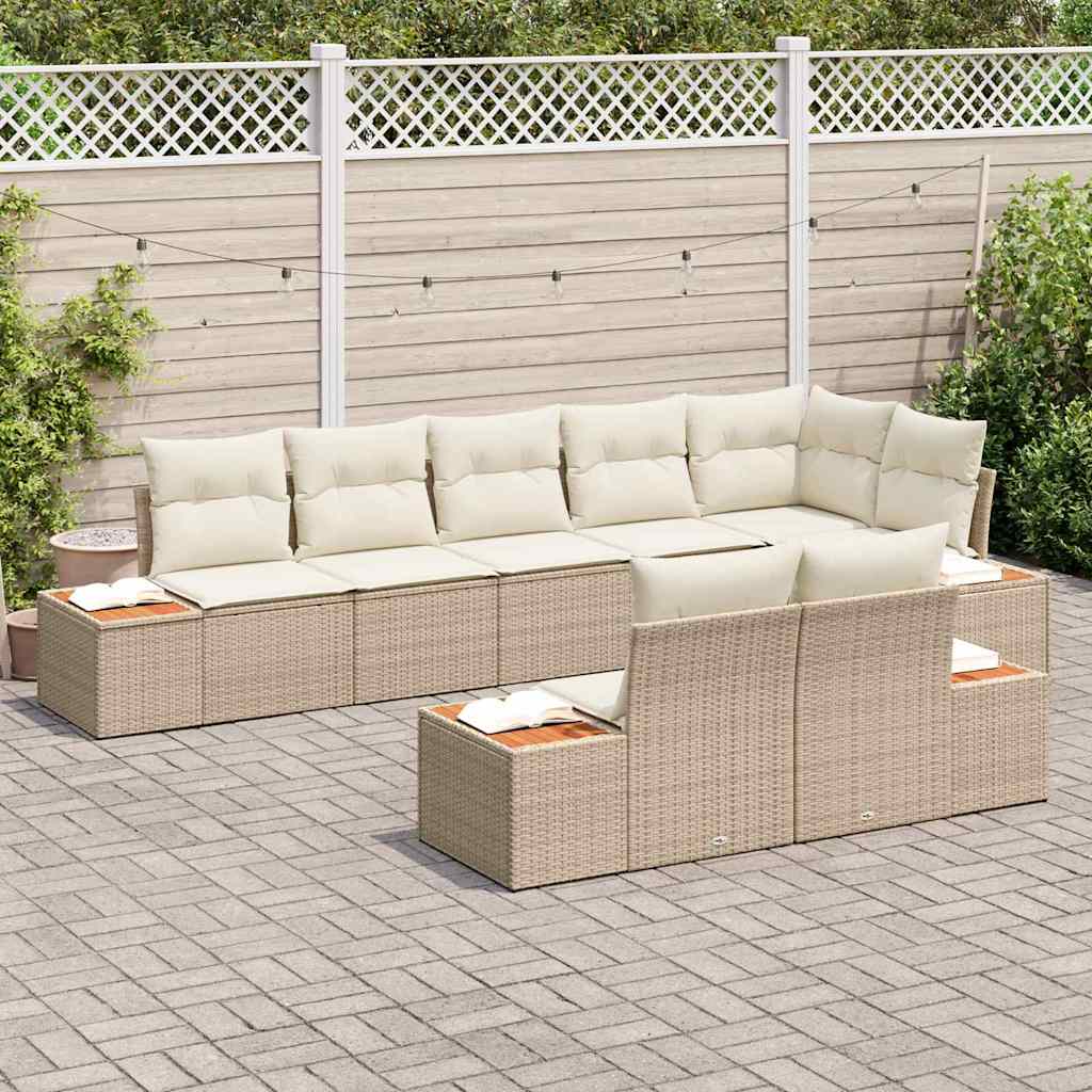 vidaXL Zestaw Sof na Ogród z poduszką 8 pcs Beżowy Polirattan