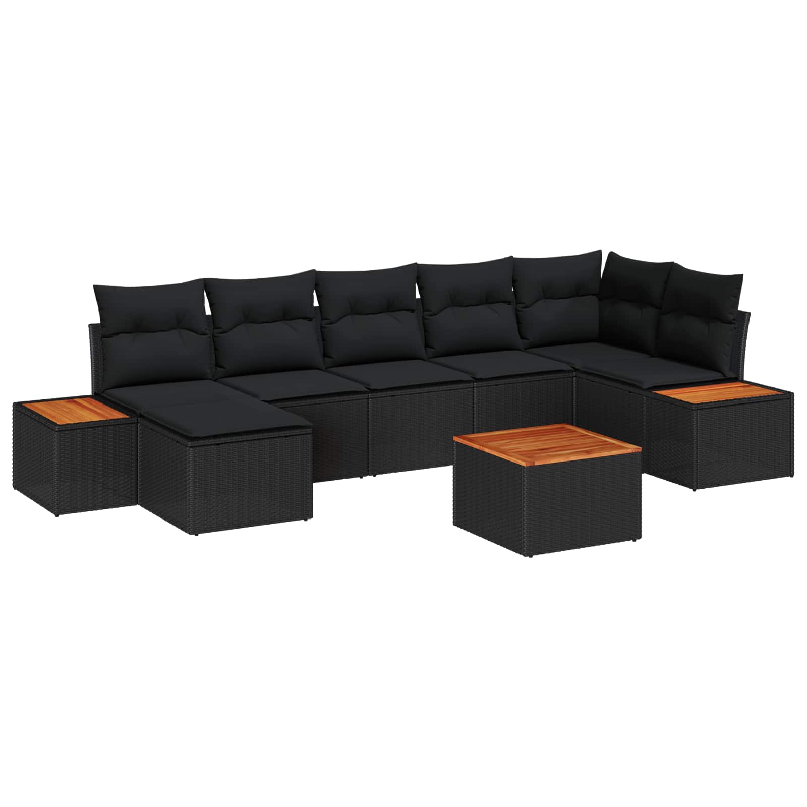 vidaXL Zestaw Sof na Ogród z poduszką 8 pcs Czarny polirattan