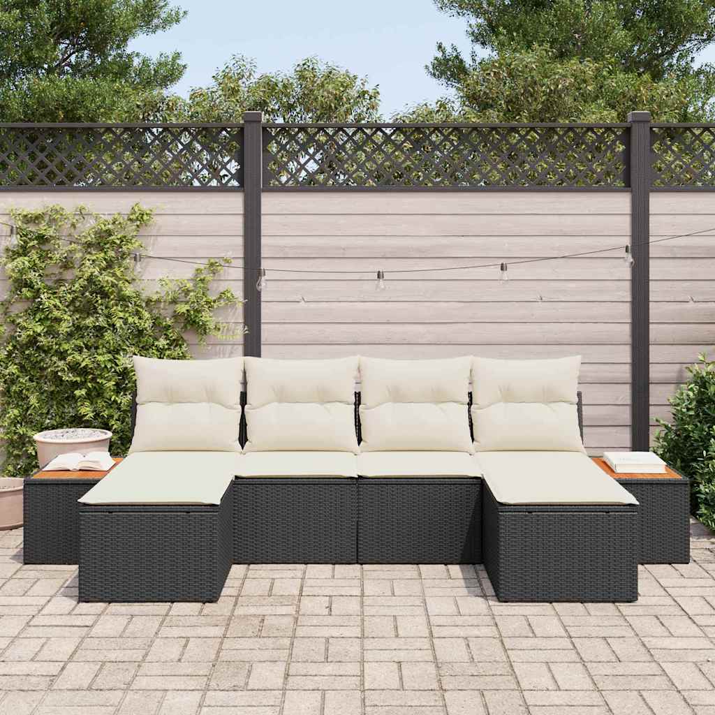 vidaXL Zestaw Sof na Ogród z poduszką 6 pcs Czarny polirattan