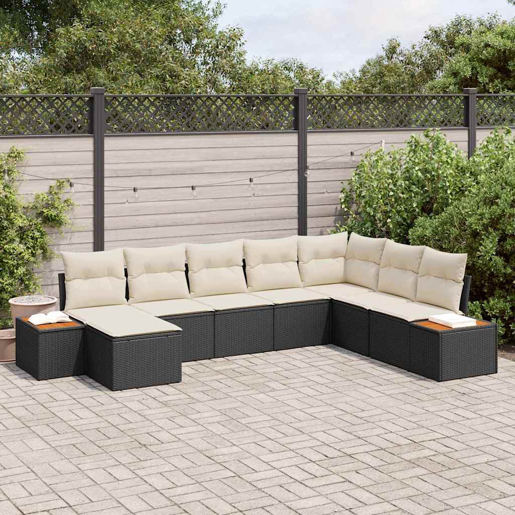 vidaXL Zestaw Sof na Ogród 8 szt. Czarny Polirattan