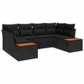 vidaXL Zestaw Sof na Ogród z poduszką 6 pcs Czarny polirattan