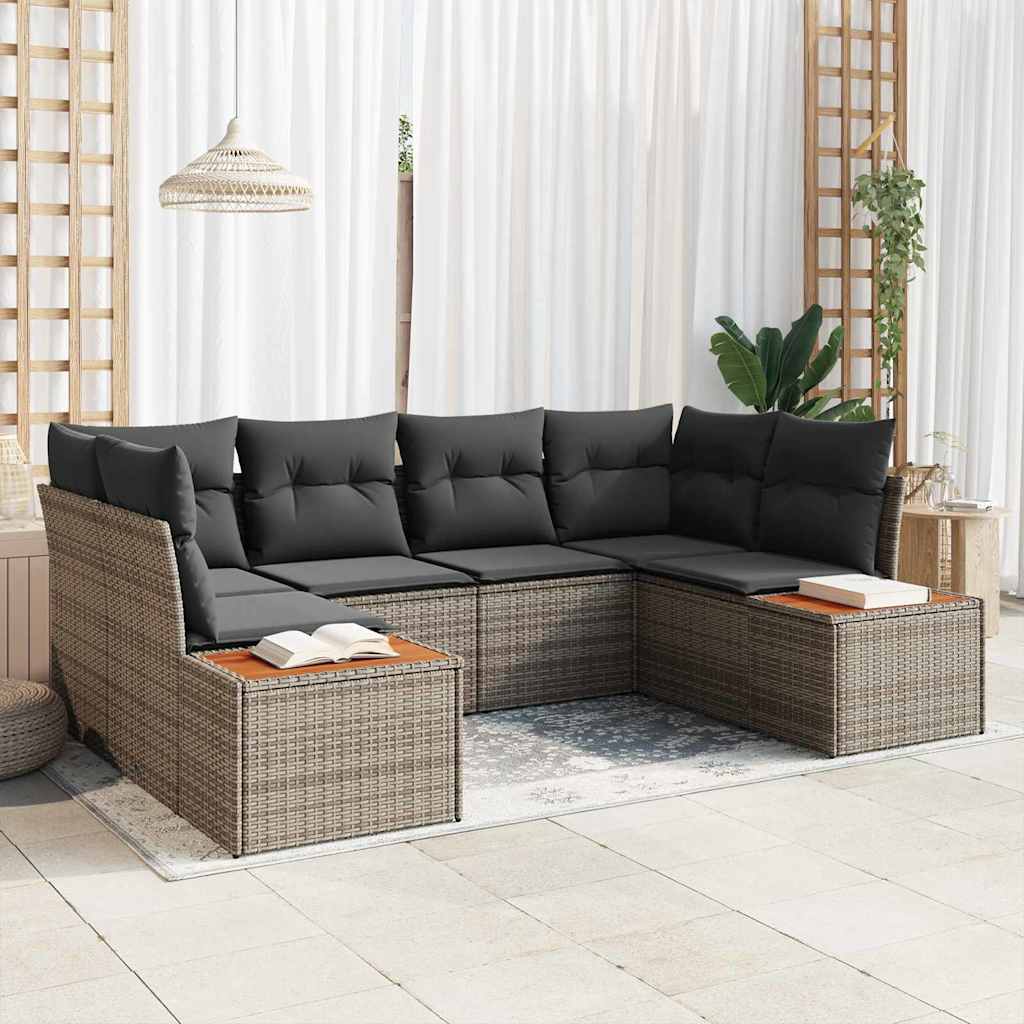 vidaXL Zestaw Sof na Ogród z poduszką 6 pcs Szary polirattan