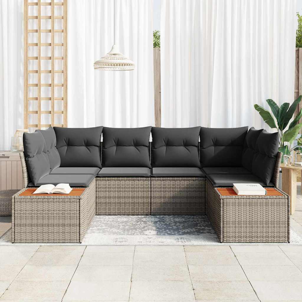 vidaXL Zestaw Sof na Ogród z poduszką 6 pcs Szary polirattan