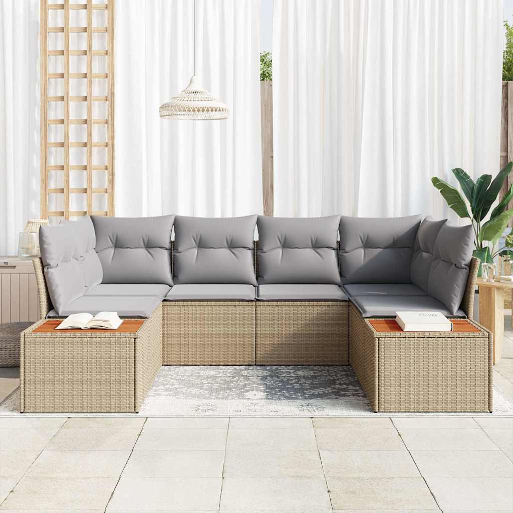 vidaXL Zestaw Sof na Ogród z poduszką 6 pcs Beżowy polirattan