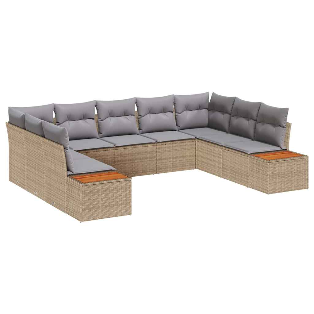 vidaXL Zestaw Sof na Ogród z poduszką 9 pcs Beżowy Polirattan