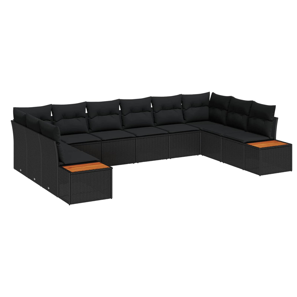 vidaXL Zestaw Sof na Ogród z poduszką 10 pcs Czarny Polirattan