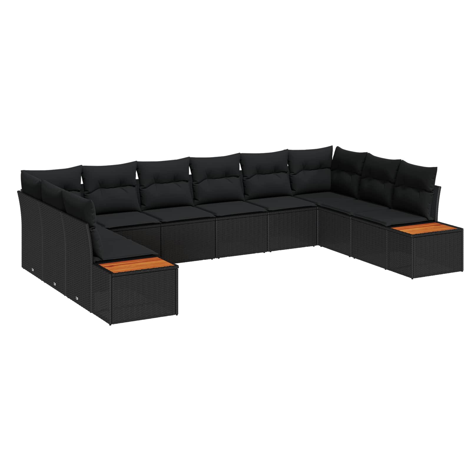 vidaXL Zestaw Sof na Ogród z poduszką 10 pcs Czarny Polirattan