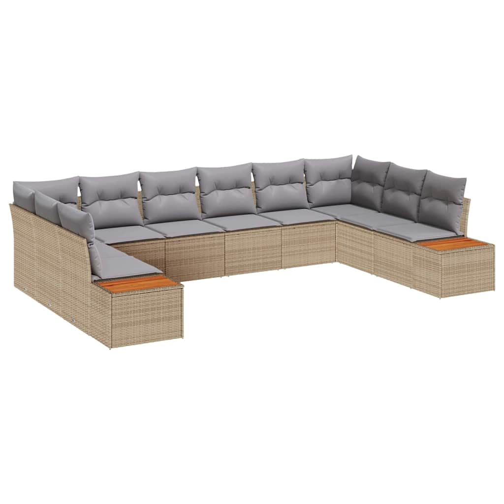 vidaXL Zestaw Sof na Ogród z poduszką 10 pcs Beżowy Polirattan